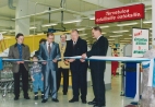 K-Supermarket Kupiaisen virallinen avaus 2.3.1998. Pete, Ville, Martti, Ake, Eero Kinnunen ja Pekka Ikonen.